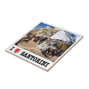 Azulejo zGR087 SANTORINI I Love, Grecia,