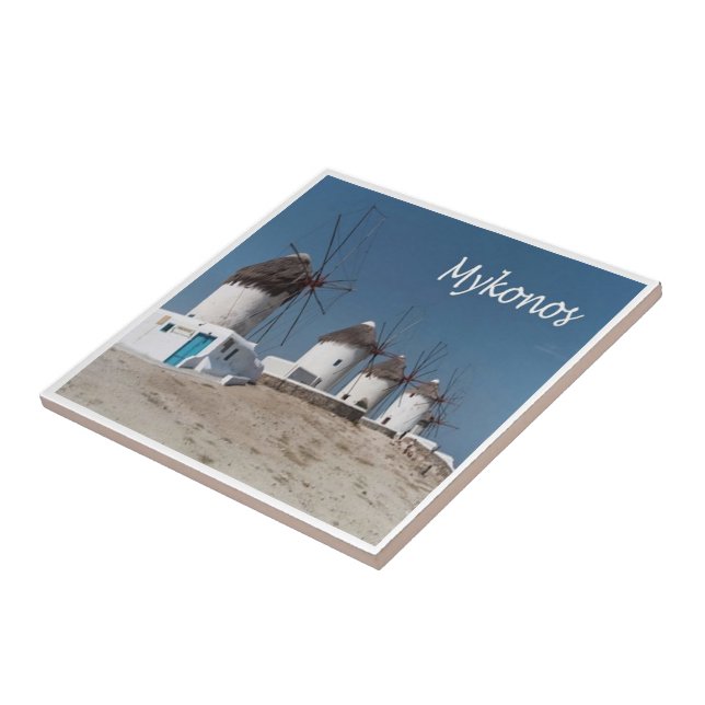 Azulejo zGR109 MYKONOS, molinos de viento, Grecia, (Lado)