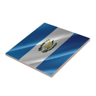 Azulejo zGT002 GUATEMALA, Bandera ondulante, América,