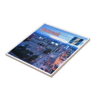 Azulejo zGT024 Ciudad GUATEMALA, Central Park, Sunset,