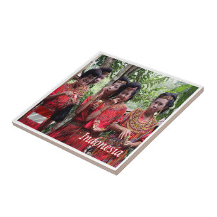 Azulejo zID009 CHICAS indonesios, Indonesia, Asia,