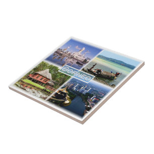 Azulejo zID027 Mezquita BORNEO Omar Ali, Indonesia,