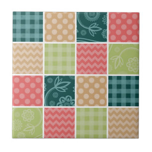 Azulejo Zigzag, Chevron, Gingham, Puertos Polka, Patchwork
