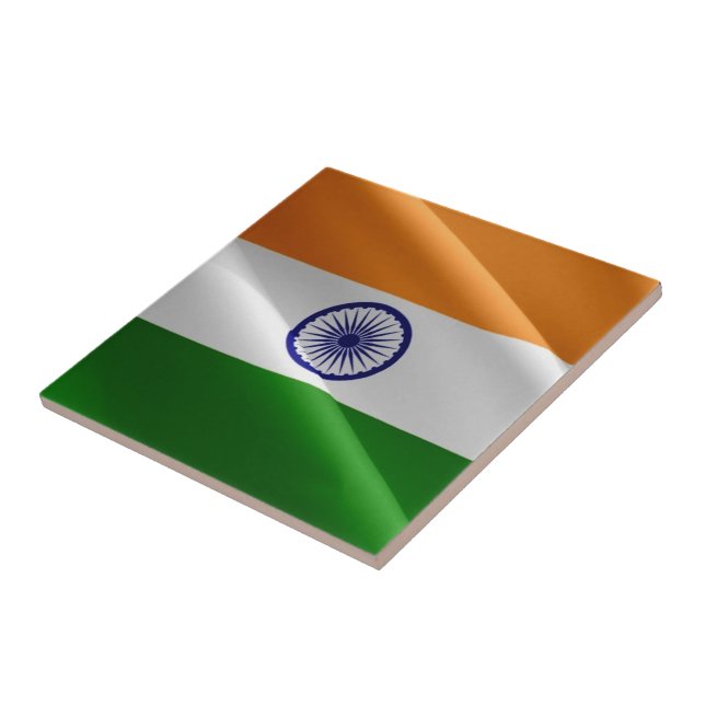 Azulejo zIN002 India ondeando FLAG India, (Lado)