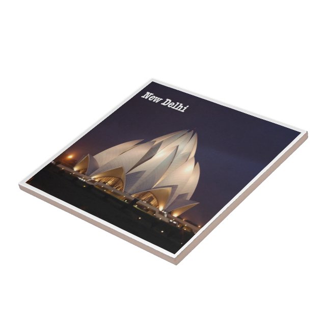 Azulejo zIN023 LOTUS TEMPLE Nueva Delhi, India, (Lado)