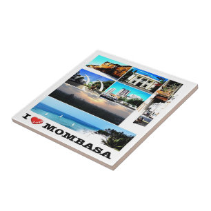 Azulejo zKE014 MOMBASA I Love, Mosaic, Kenya,