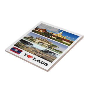 Azulejo zLA011 me encanta collage de LAOS, Asia,