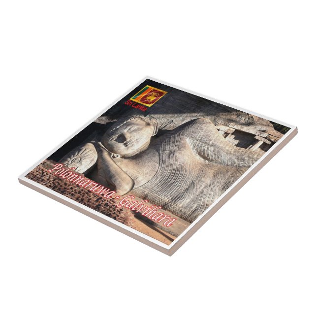 Azulejo zLK017 GALVIHARA SUNN, Polonnaruwa, Sri Lanka, (Lado)