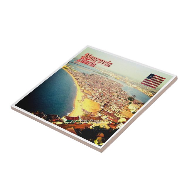 Azulejo zLR004 MONROVIA, Panamá, Liberia, África, (Lado)