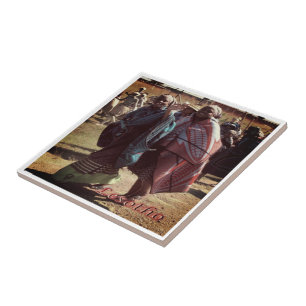 Azulejo zLS004 LOSOTHO, mujeres basotho, África,