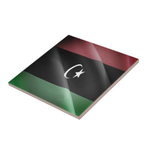 Azulejo zLY002 LIBYA, Bandera ondulante libanesa, África,