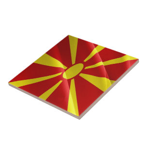 Azulejo zMK002 MACEDONIO DEL NORTE ondeando BANDERA Macedo