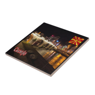 Azulejo zMK006 Río puente SKOPJE Vardar,