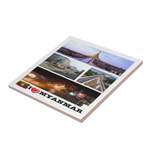 Azulejo zMM005 me encanta MYANMAR, Burna, Asia,