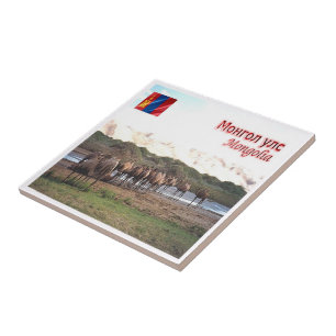 Azulejo zMN008 KHONGORYN ELS CAMELS, Mongolia,