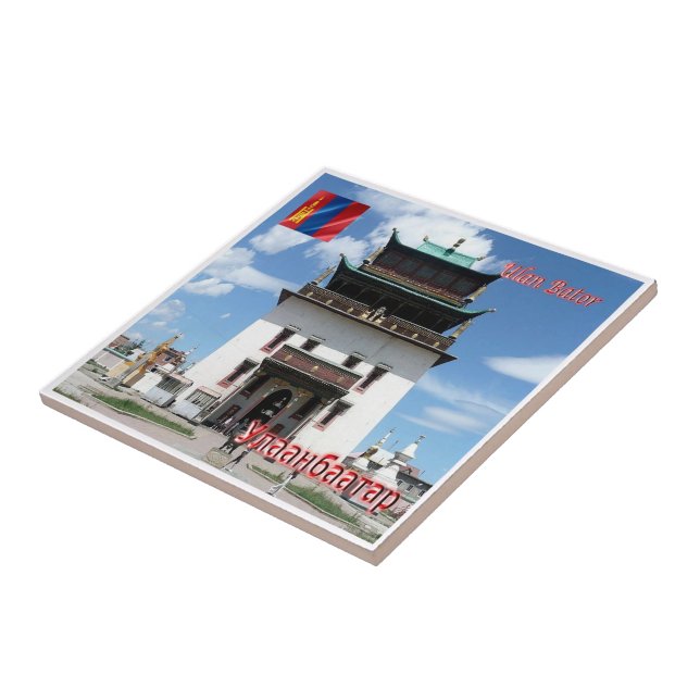 Azulejo zMN009 GANDAN MONASTERY, Mongolia, Asia, (Lado)