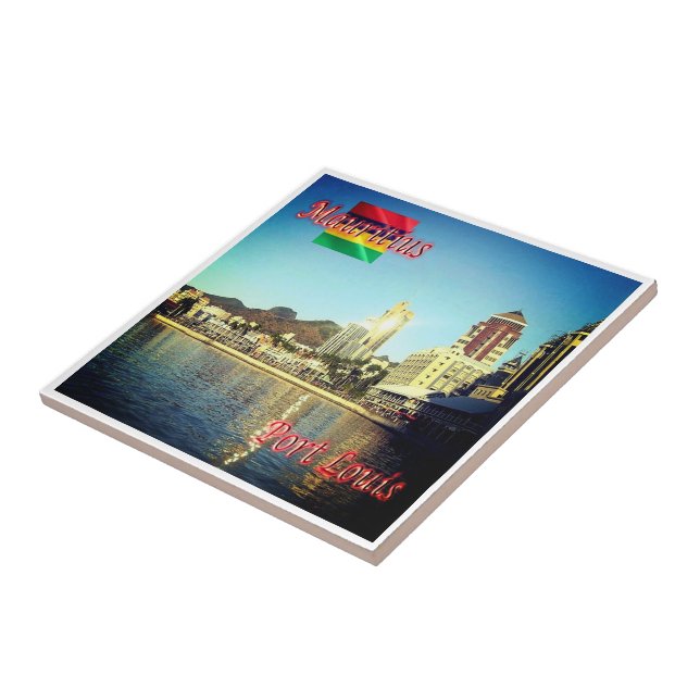 Azulejo zMU011 PORT LOUIS, Caudan Waterfront, (Lado)