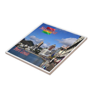 Azulejo zMU012 PORT LOUIS, Panorama, Mauricio, port louis