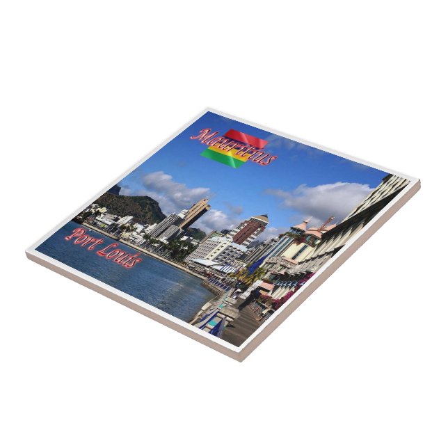 Azulejo zMU012 PORT LOUIS, Panorama, Mauricio, port louis (Lado)