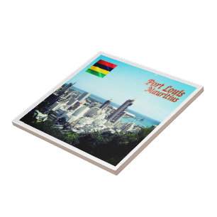 Azulejo zMU015 PORT LOUIS, Skyline, Mauricio,