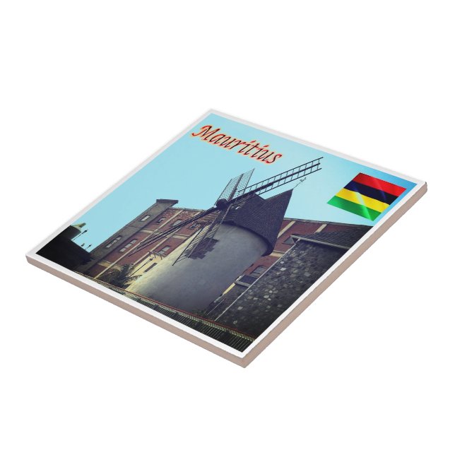 Azulejo zMU019 MAURITIUS, Windmill, África, (Lado)