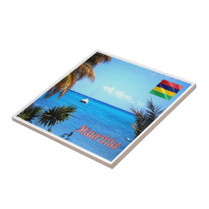 Azulejo zMU025 MAURITIUS, Mont Choisy sea, África,