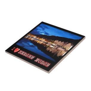 Azulejo zNO021 BERGEN, Noruega "I Love",