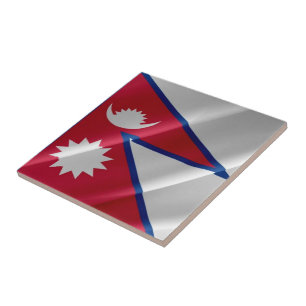 Azulejo zNP002 ondeando BANDERA nepali Nepal,