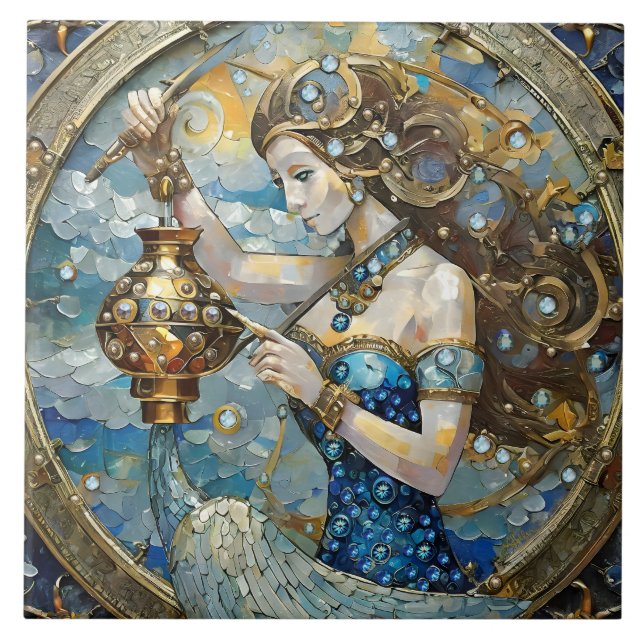 Azulejo Zodiac - Aquarius El Aguador (Frente)