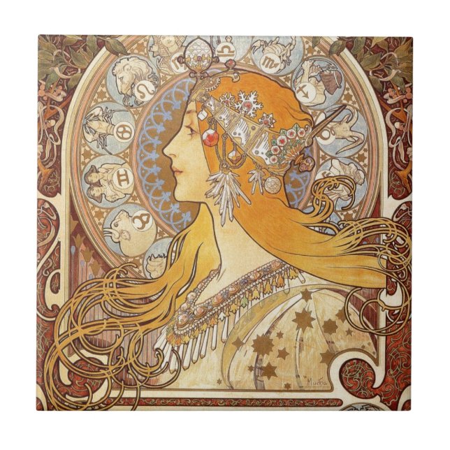 Azulejo Zodiac de Alphonse Mucha (Frente)