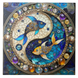 Azulejo Zodiac - Pisces Fish Yin y Yang