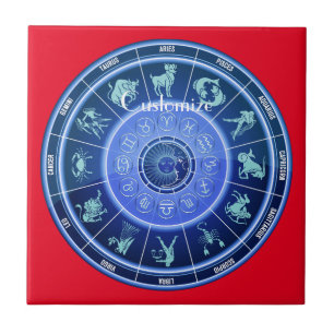 Azulejo Zodiac Sun Rótulo Astrología Calendario Thunder_Co