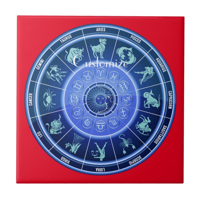 Azulejo Zodiac Sun Rótulo Astrología Calendario Thunder_Co (Frente)