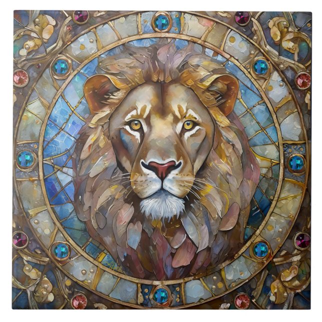 Azulejo Zodíaco - Leo el León (Frente)
