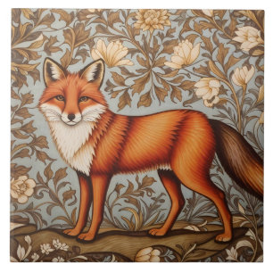 Azulejo Zorro Caminando Inspirado en William Morris
