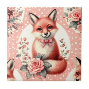 Azulejo Zorro de bebé floral