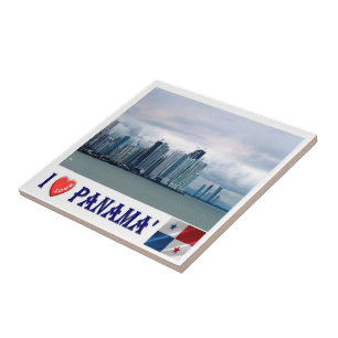 Azulejo zPA001 PANAMA, I Love, Skyline, América,