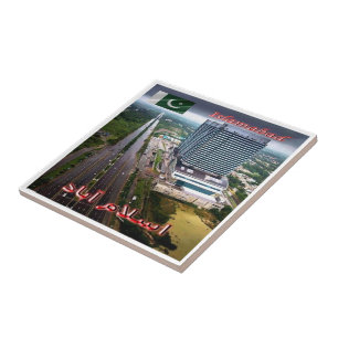 Azulejo zPK009 ISLAMABAD vista de noche, Pakistán,