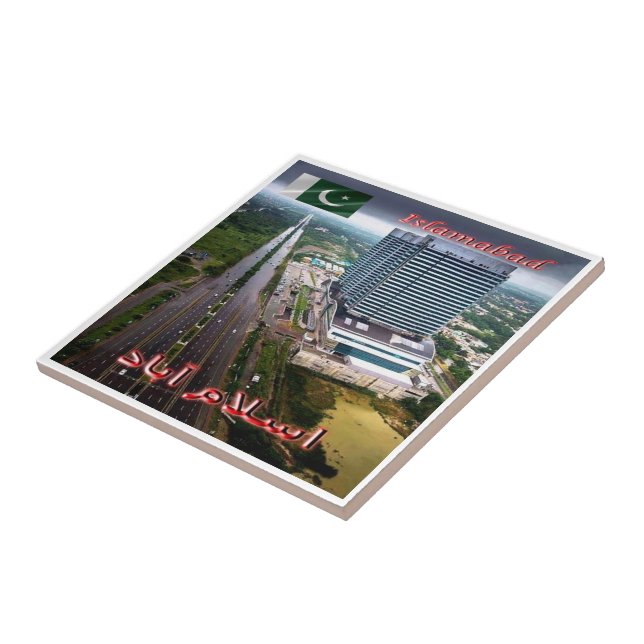 Azulejo zPK009 ISLAMABAD vista de noche, Pakistán, (Lado)