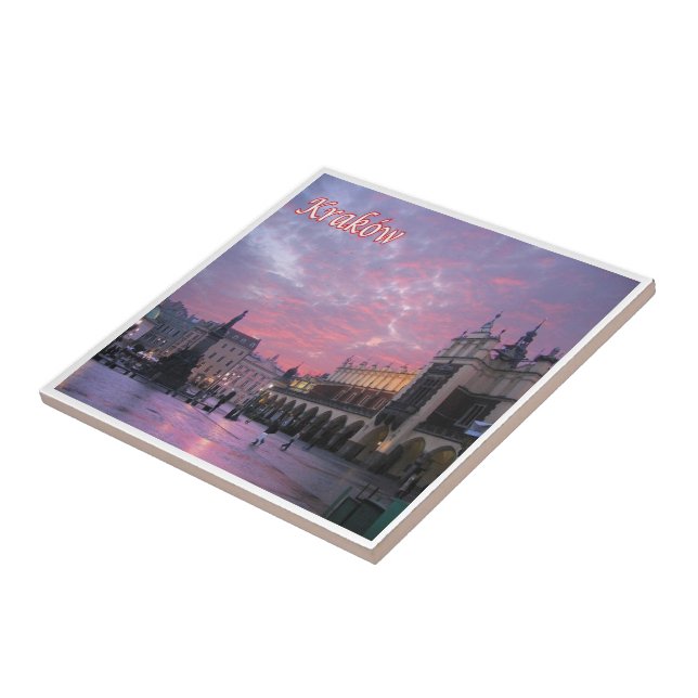 Azulejo zPL018 Casco antiguo de KRAKÓW, Polonia, Europa, (Lado)