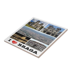 Azulejo zPT023 BRAGA "I Love", Portugal, Europa,