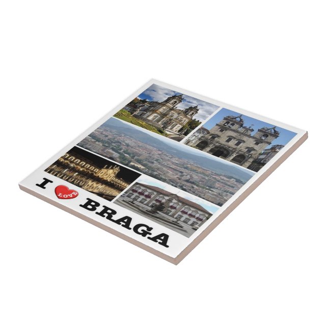 Azulejo zPT023 BRAGA "I Love", Portugal, Europa, (Lado)