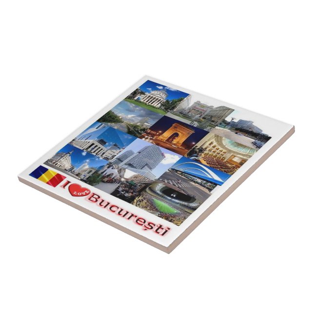 Azulejo zRO008 BUCHAREST "I Love", Rumanía, Europa, (Lado)