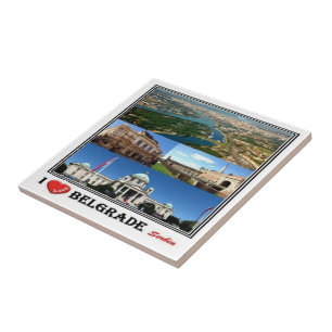 Azulejo zRS003 BELGRADE "I Love", Serbia, Europa,