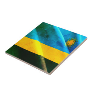 Azulejo zRW002 RWANDA, Bandera ondulante, África,