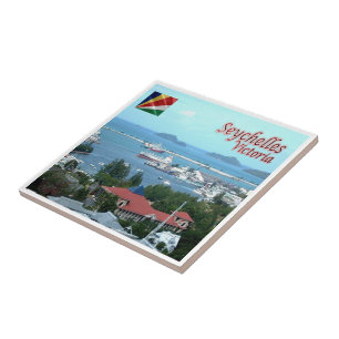 Azulejo zSC018 VICTORIA, Puerto, Seychelles, África,