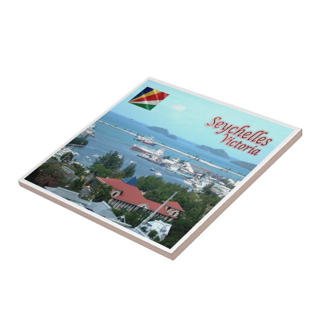 Azulejo zSC018 VICTORIA, Puerto, Seychelles, África, (Lado)