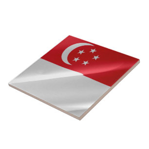 Azulejo zSG002 ondeando la BANDERA de Singapur,