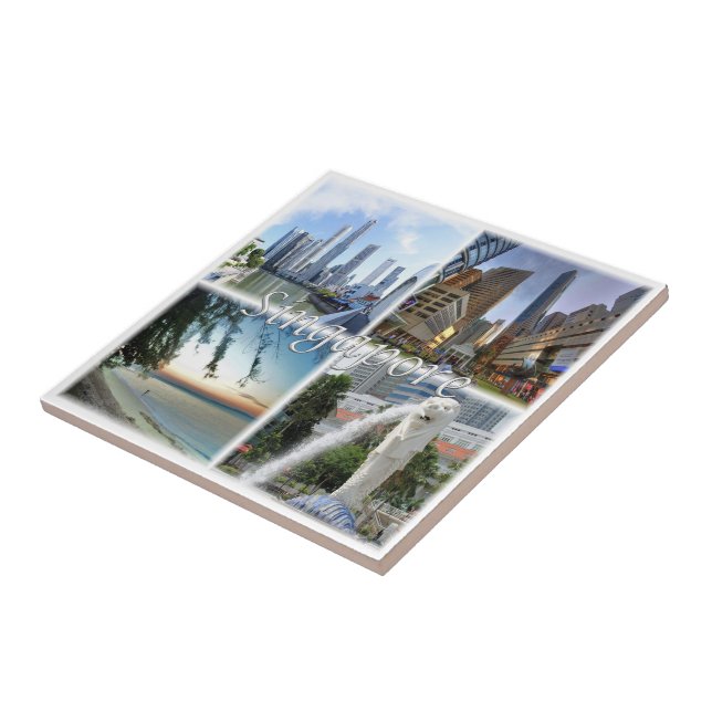 Azulejo zSG005 SINGAPORE por day LION CITY, Asia, (Lado)