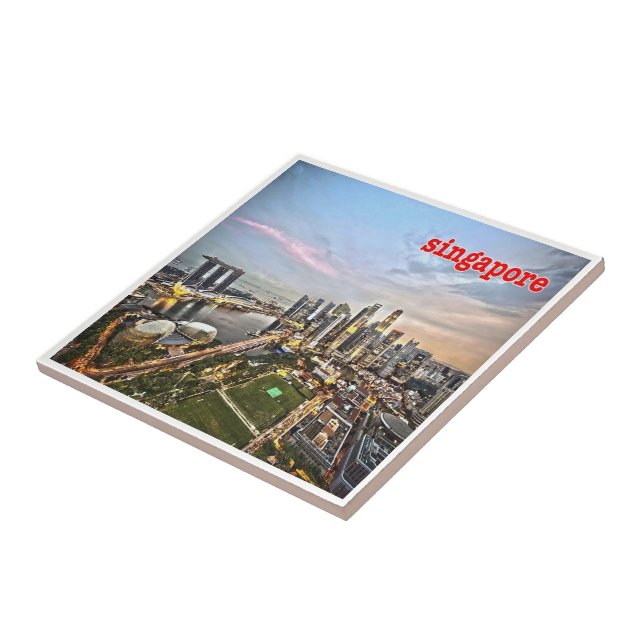 Azulejo zSG009 SINGAPORE view LION CITY, Asia, (Lado)